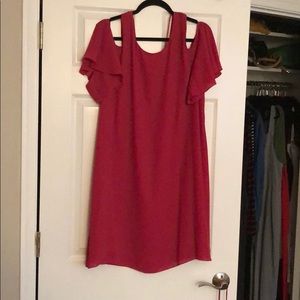 Hot pink cold shoulder dress
